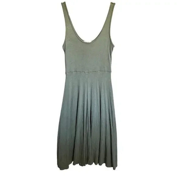Marine Layer Lexi Rib Dress Fit And Flare Midi Sleeveless Green Size Medium
